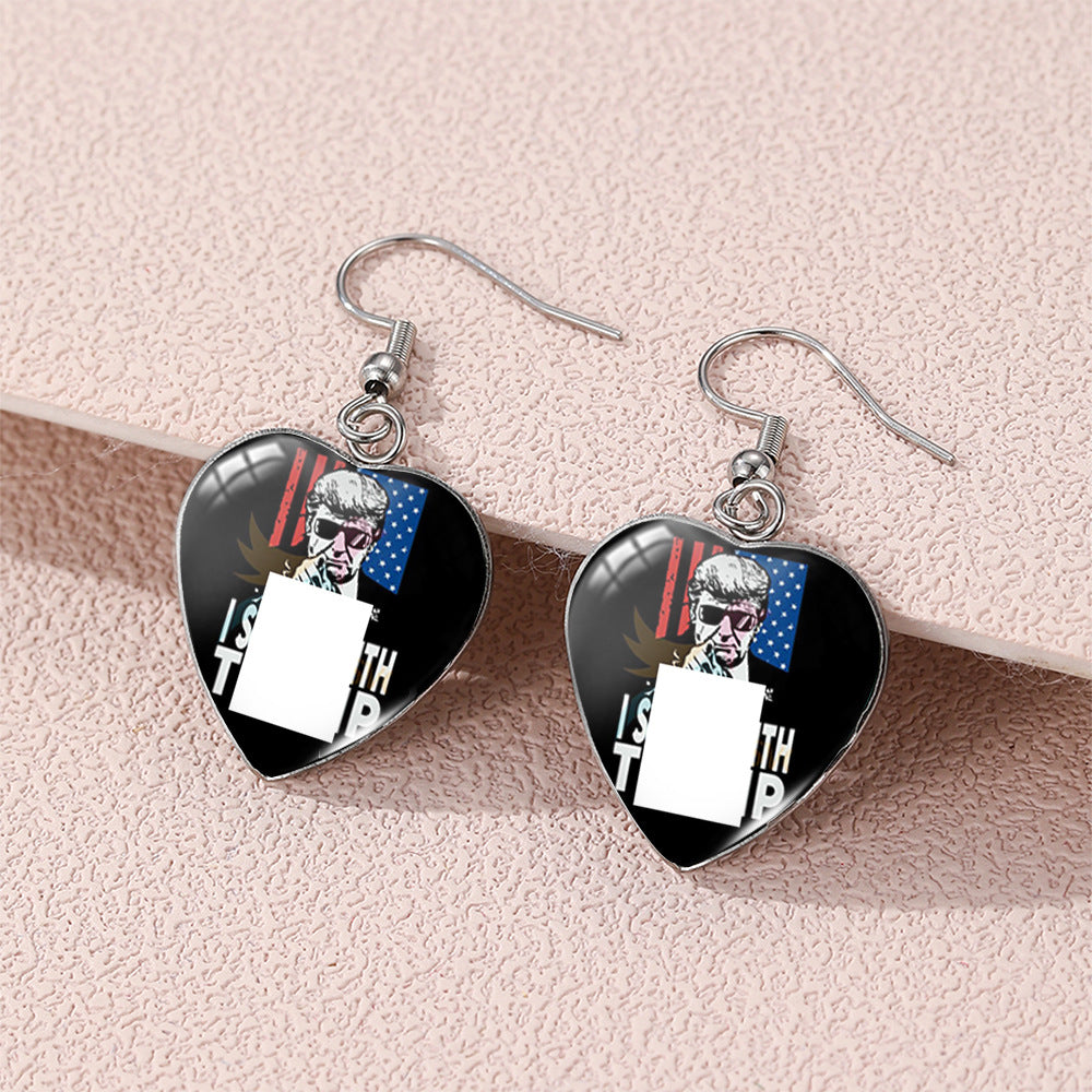 Wholesale Stainless Steel Earrings American Independence Day Love Heart Earrings ACCVIP-ES-XiangLian024