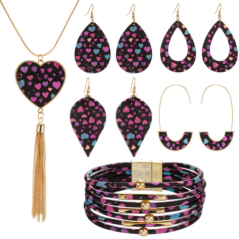 Wholesale Valentine's Day pink heart series earrings necklaces jewelry