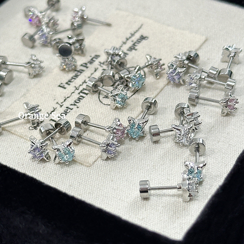 Wholesale  Four-Pointed Star Titanium Steel Ear Bone Earrings