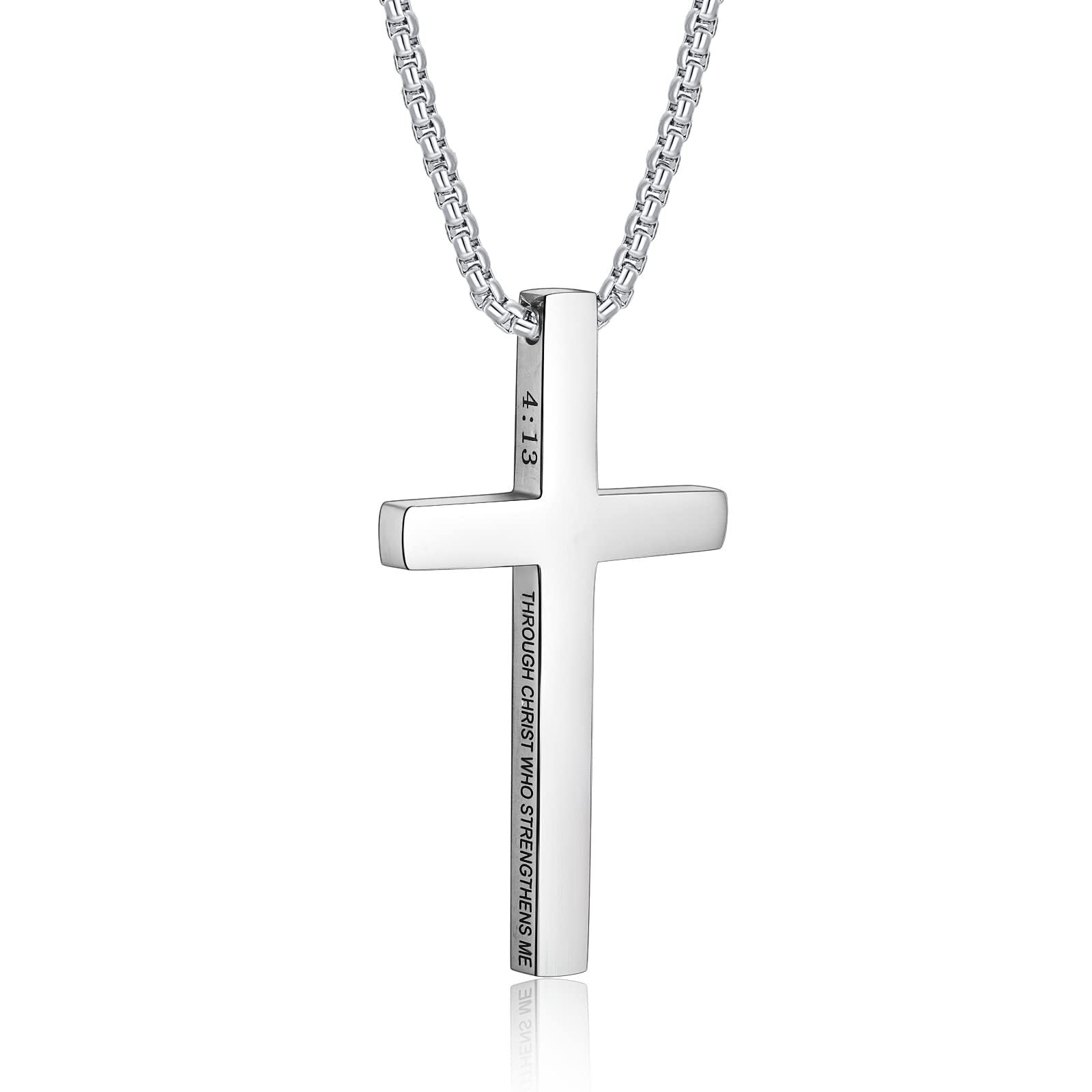 Wholesale Stainless steel engraved cross pendant necklace