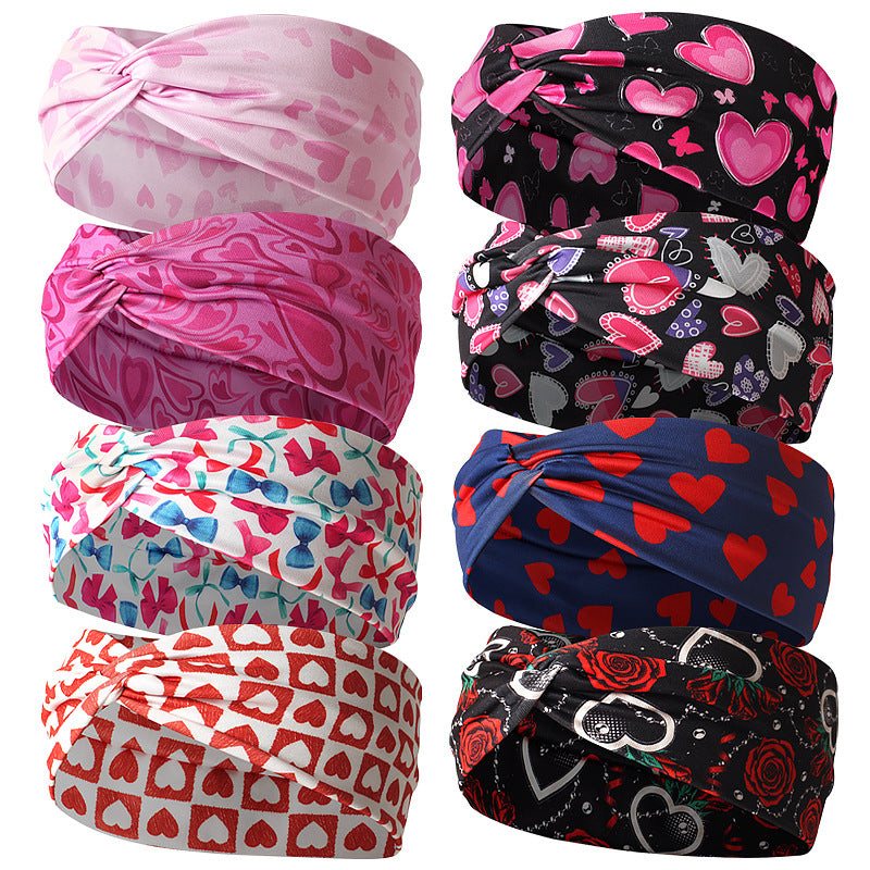 Wholesale Valentine's Day hair band Love cross print hair band