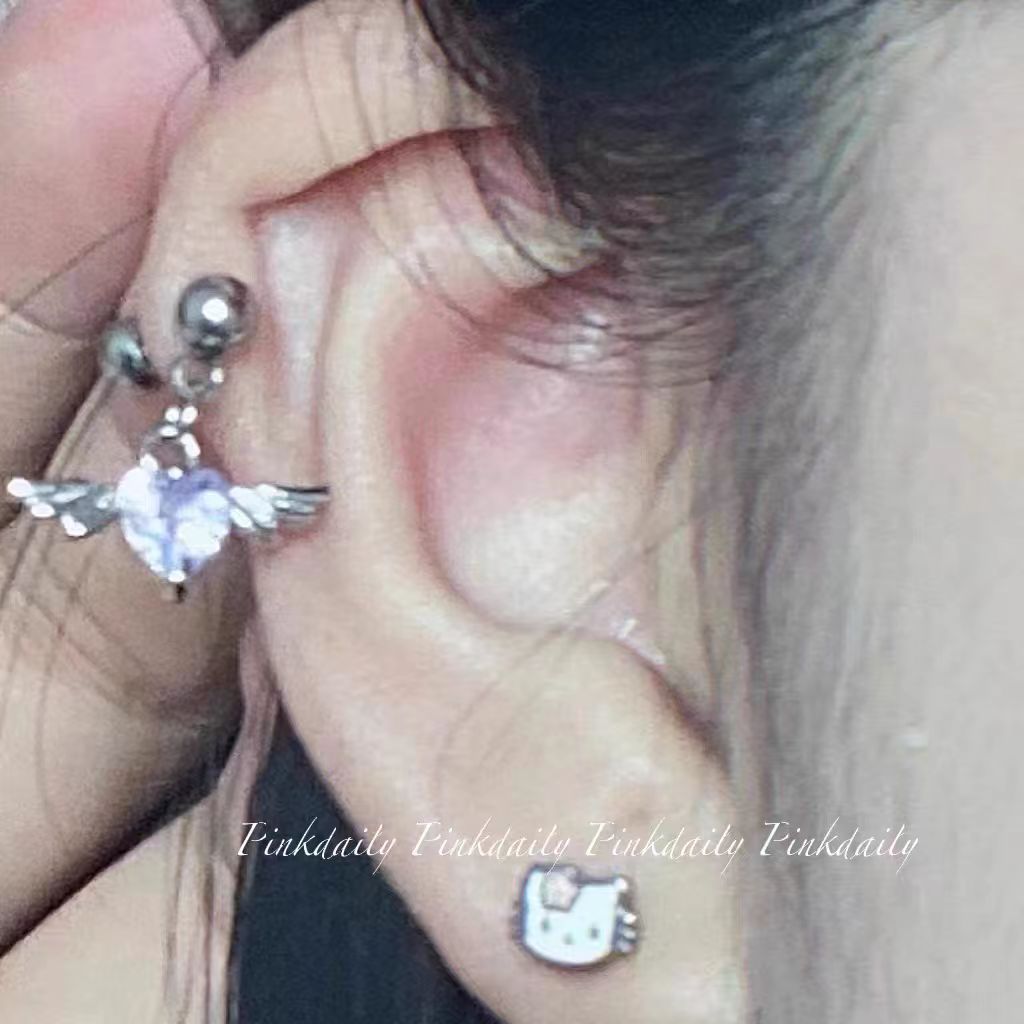 Wholesale Titanium Steel Cat Stacking Earrings ACC-ES-Qiuy002