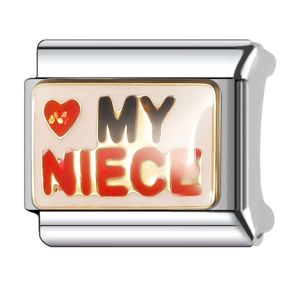 Wholesale Italian Charm Bracelet 9mm DIY Splicing Oil Drop Pattern Stainless Steel Composable Bracelet