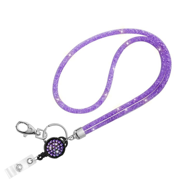 Wholesale Fishnet Rhinestone Lanyard Crystal Card Holder Lobster Keychain ACC-KC-LingYu001