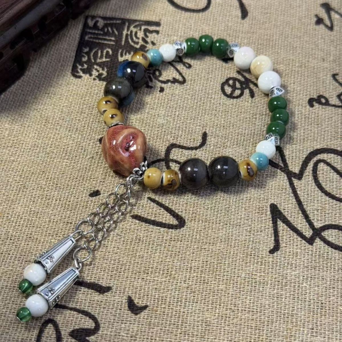 Wholesale Leaf Design Ceramic Beaded Bracelet - Trendy Unisex Fashion Accessory for Boutique Resale