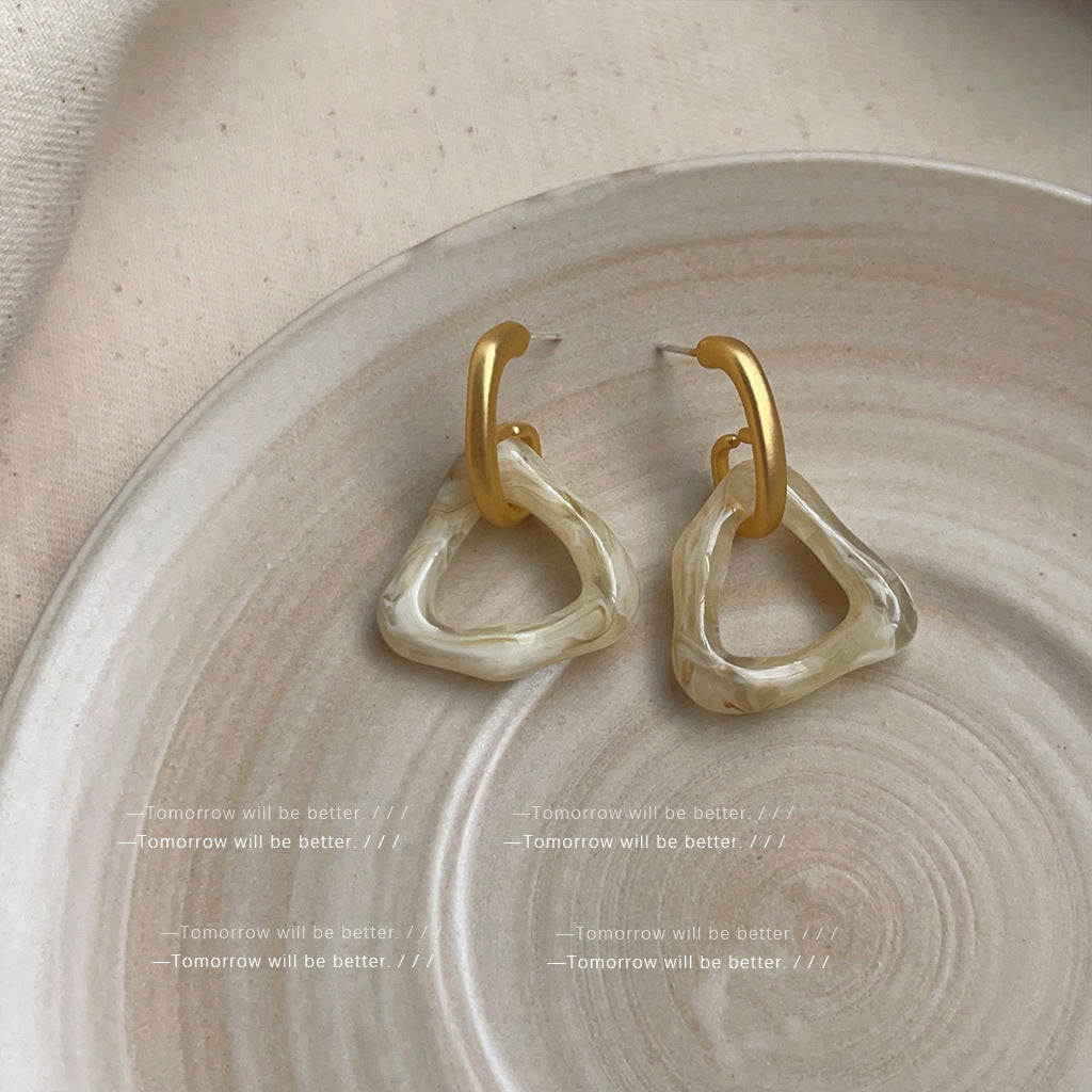 Wholesale Retro Coffee Color Earrings Geometric Blooming Acrylic Earrings ACC-ES-Eryu006