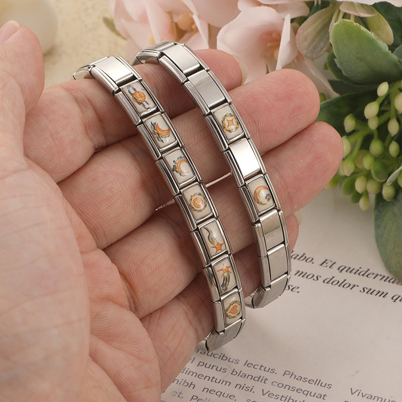 Wholesale Starry Sky Stainless Steel DIY Charm Bracelet Kit Moon Stars Heart Jewelry Accessory Trendy Boutique Gift