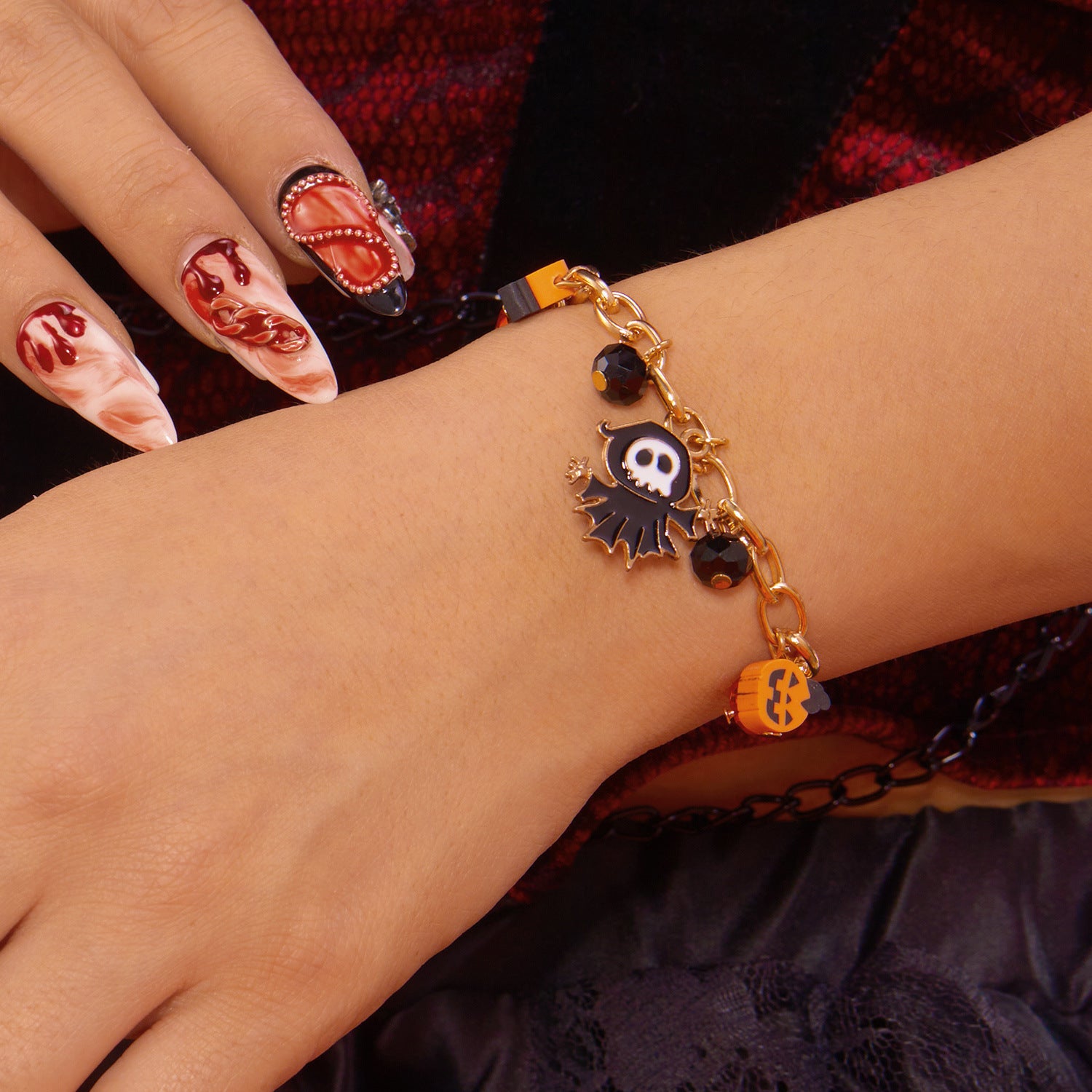 Wholesale Zinc Alloy Hand Woven  Pumpkin Pendant Bracelet,  Unisex Jewelry Accessory for Party Gift Boutique Resale