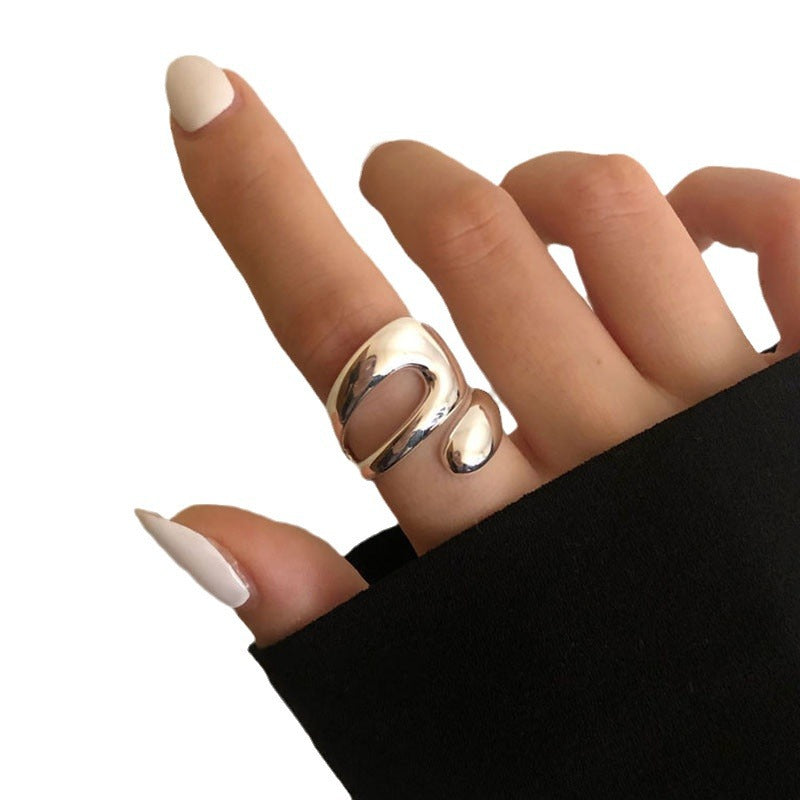 Wholesale Retro Exaggerated Staggered Geometric Ring