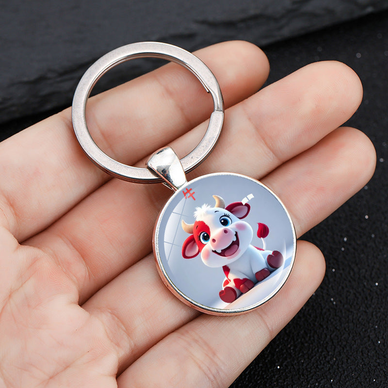 Wholesale Round keychain with zodiac pattern