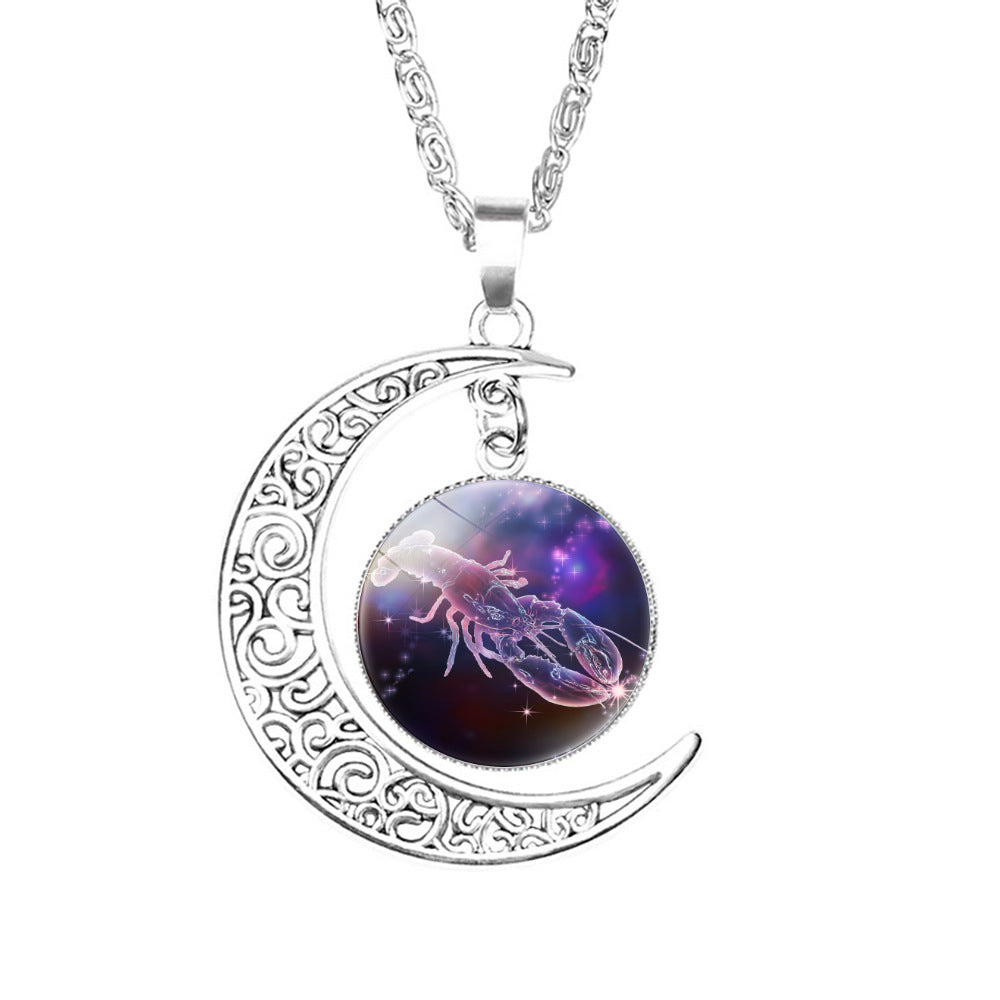 Wholesale Twelve Constellations Colorful Series Moon Necklace