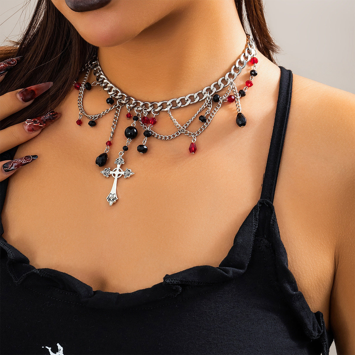 Wholesale Halloween Cross Pendant Dark Gothic Style Necklaces ACC-NE-XueRou013