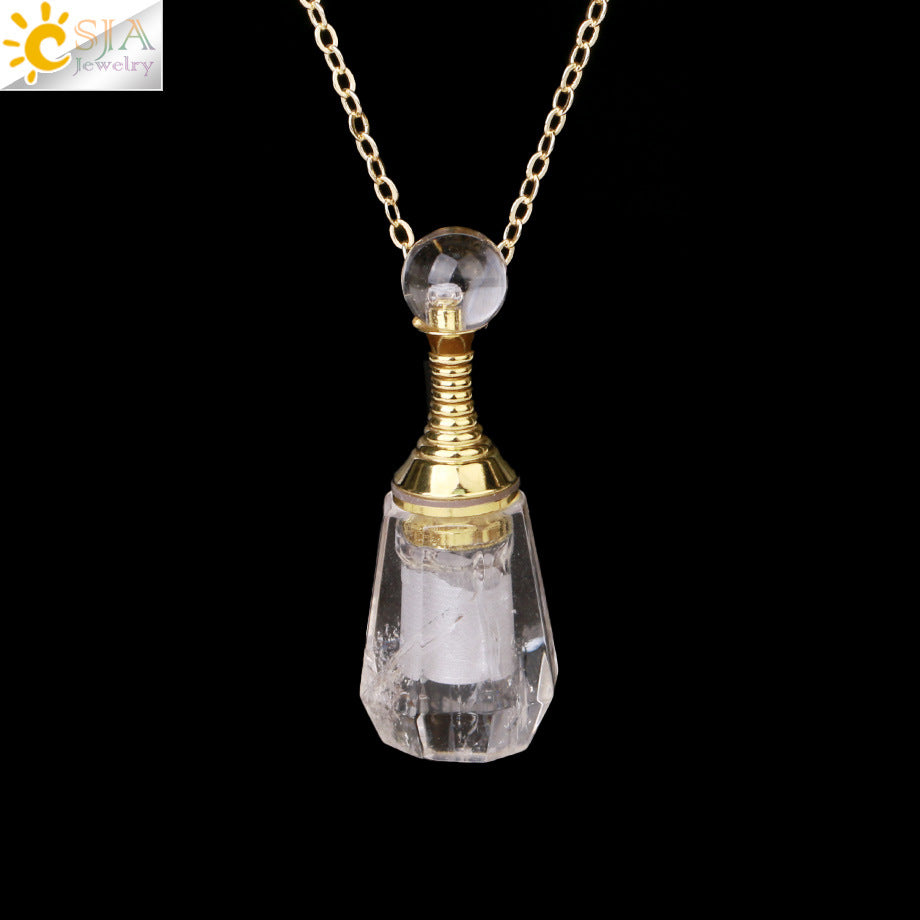 Wholesale Natural Stone Crystal Perfume Bottle Necklace ACC-NE-HuaiShe001