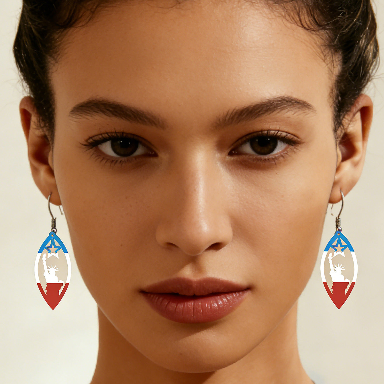 Wholesale Independence Day Red,  White,  and Blue American Flag Star  Heart Acrylic Earrings