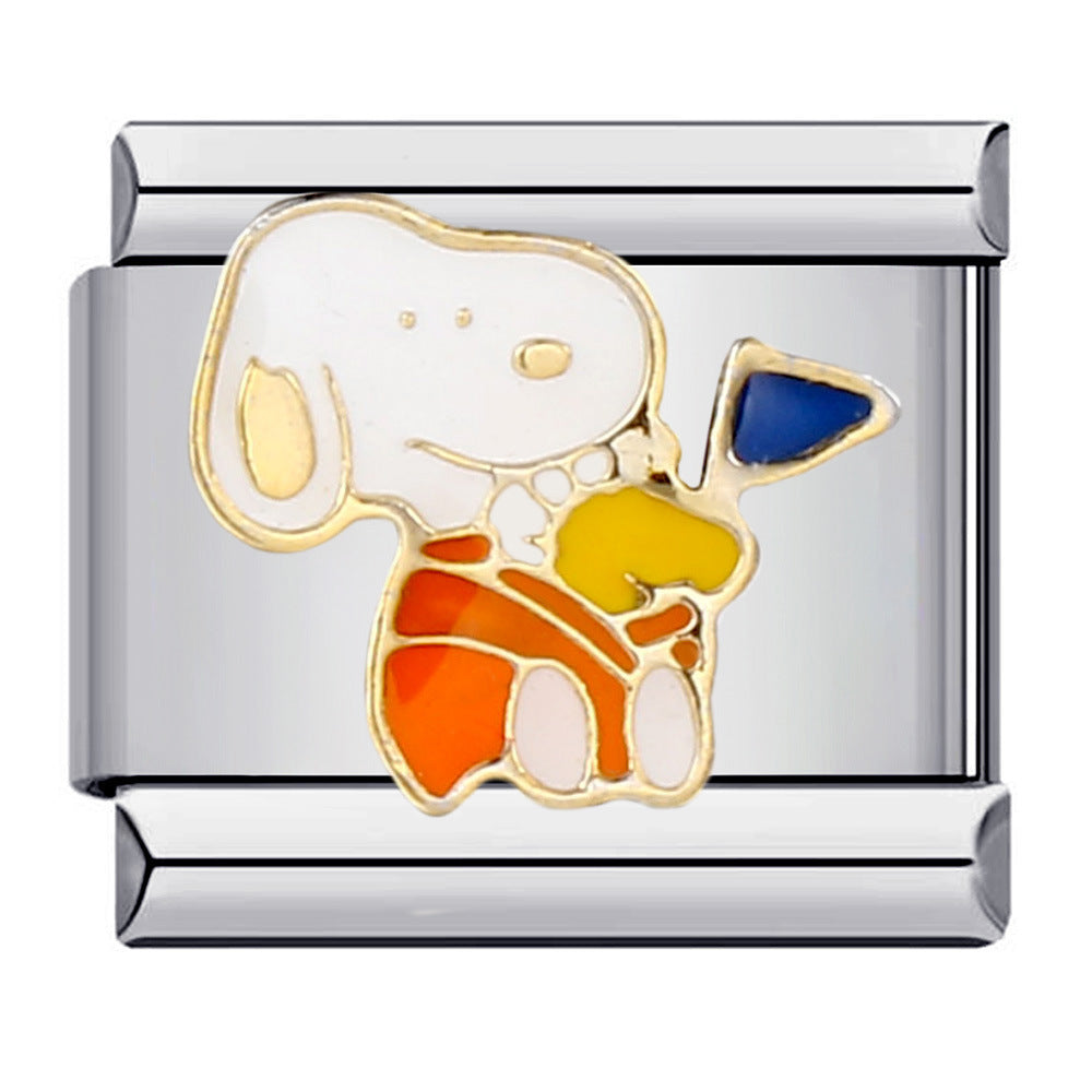 Wholesale Italian Modular Classic Cartoon Puppy Stainless Steel DIY Bracelet Bracelet