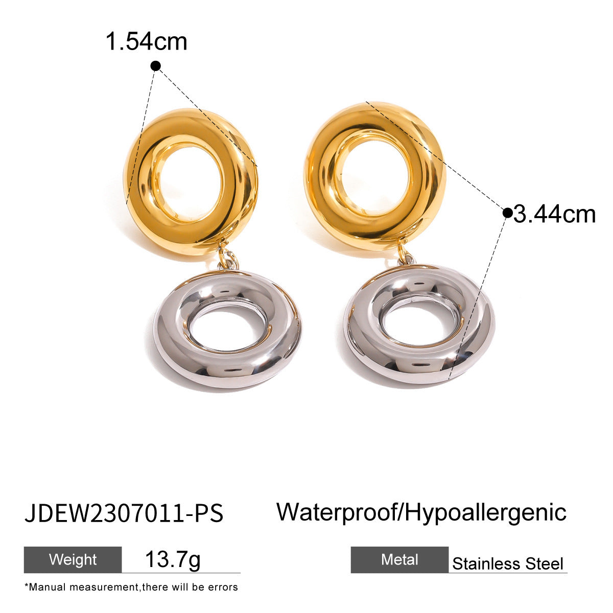 Wholesale  stainless steel color matching circle earrings