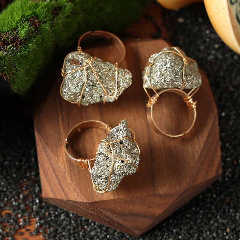 Wholesale Wire Wrapped Natural Amethyst Ring Rough Stone Crystal Jewelry Fashion Accessory Everyday Wear Gift And Boutique Resale