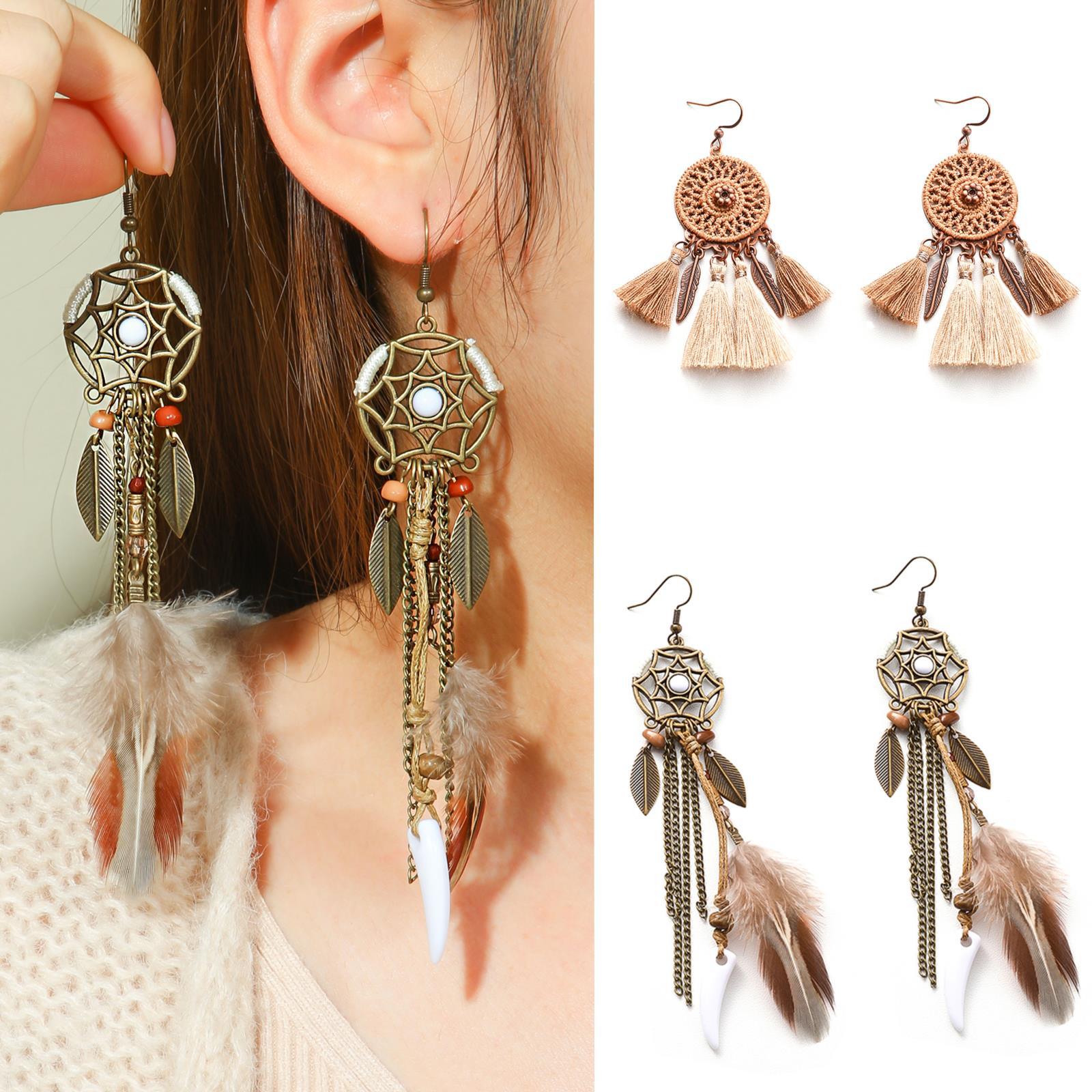 Wholesale Ethnic Style Tassel Earrings,  Retro Tribal Design Trendy Fashion Accessory for Party Wear