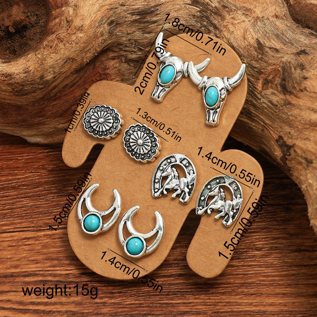 Wholesale Turquoise Cactus Four-Piece Earring Set