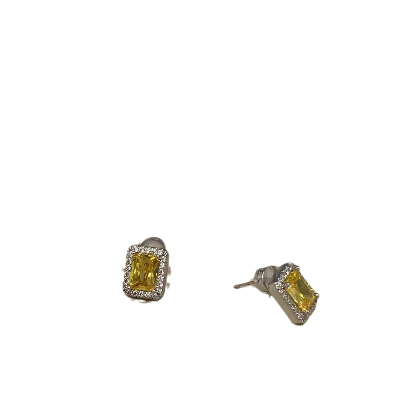 Wholesale sterling silver micro inlaid natural citrine earrings