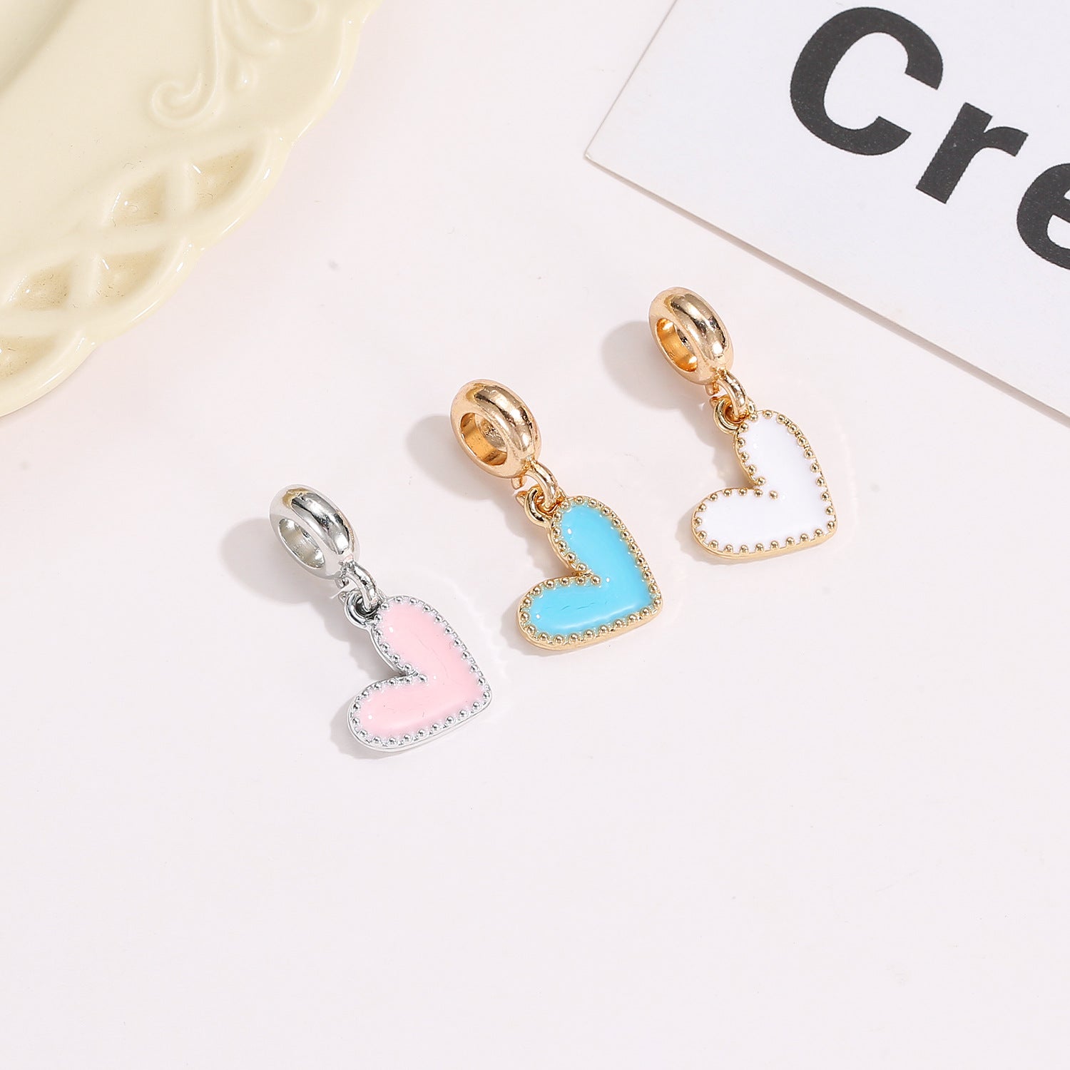 Wholesale 20PCS Colorful heart bracelet necklace charms