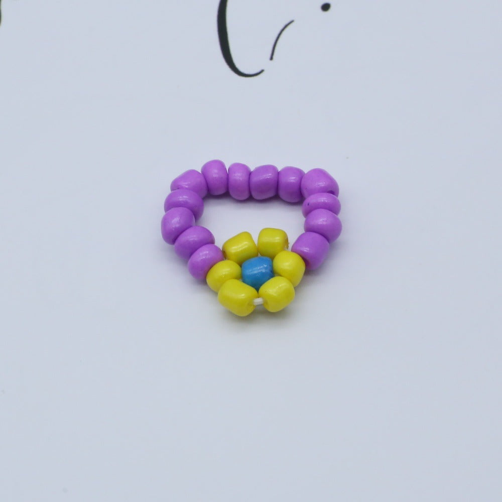 Wholesale Elegant Style handmade rice beads flower rings