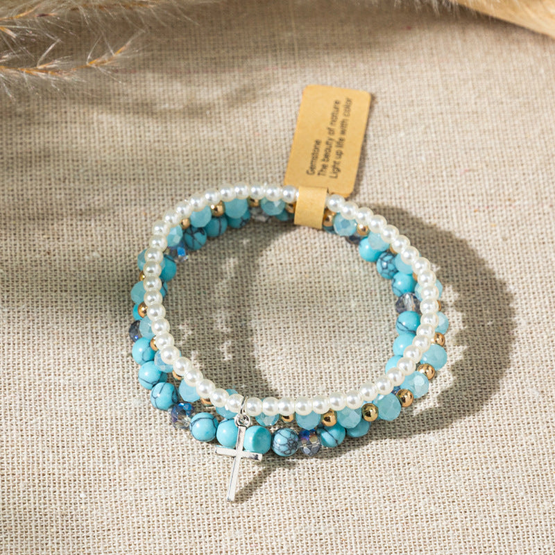 Wholesale Bohemian Color Stone  Multi-Layer Stacked Bracelet