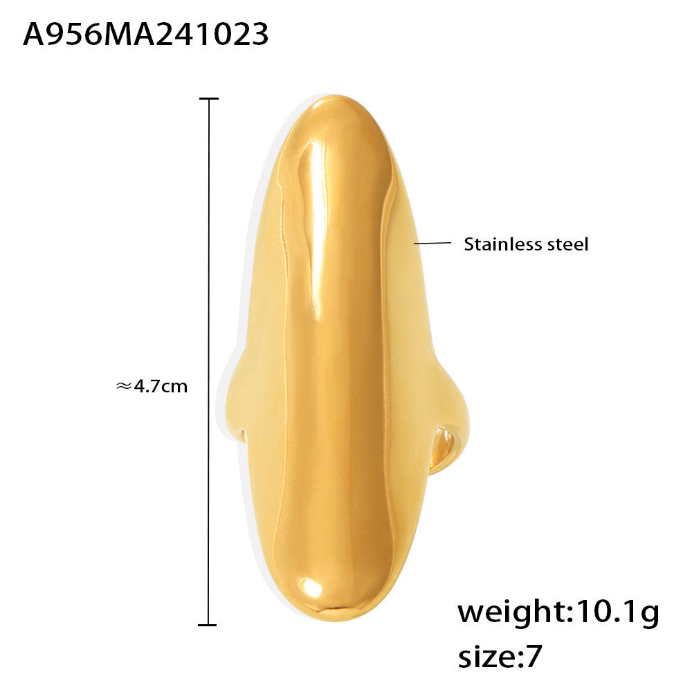 Wholesale Stainless Steel  Irregular Long Texture Fine Polished Open Ring