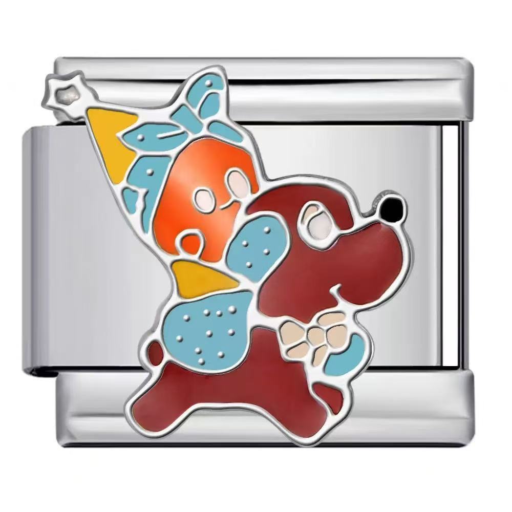 Bracelet de charme italien en gros 9 mm DIY Splicing Cartoon Bracelet composable en acier inoxydable mignon