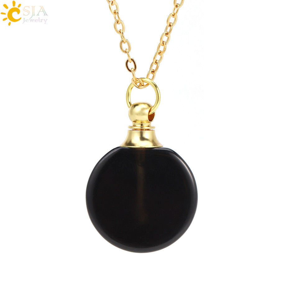 Wholesale Natural Stone Crystal Essential Oil Bottle Pendant Necklace ACC-NE-HuaiShe003