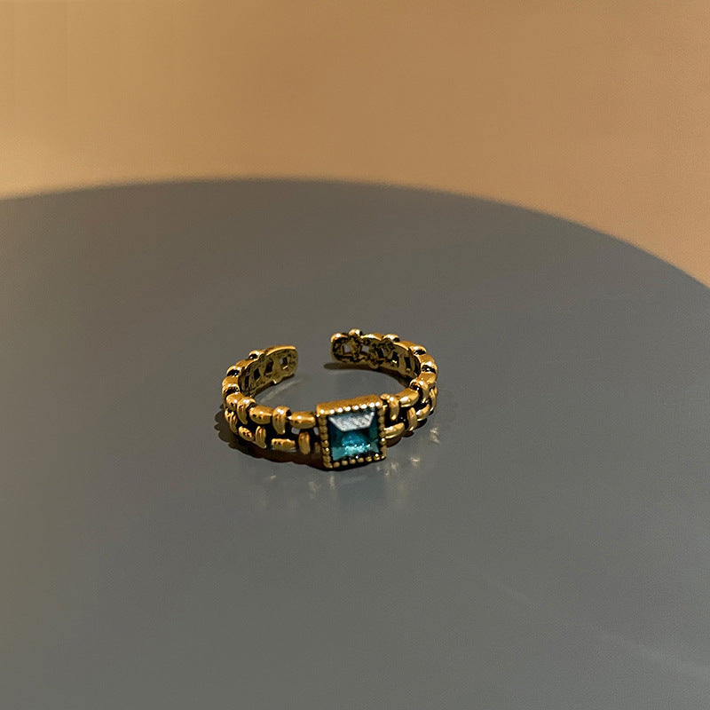 Wholesale Retro Distressed Splicing Turquoise Ring