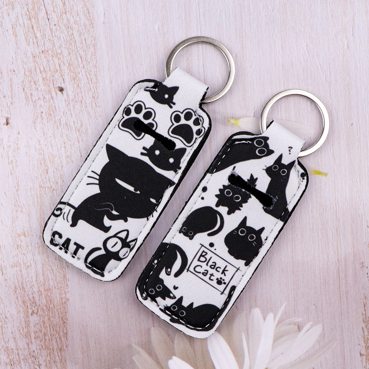 Wholesale 6pcs Cartoon Cat Lipstick Case Keychain