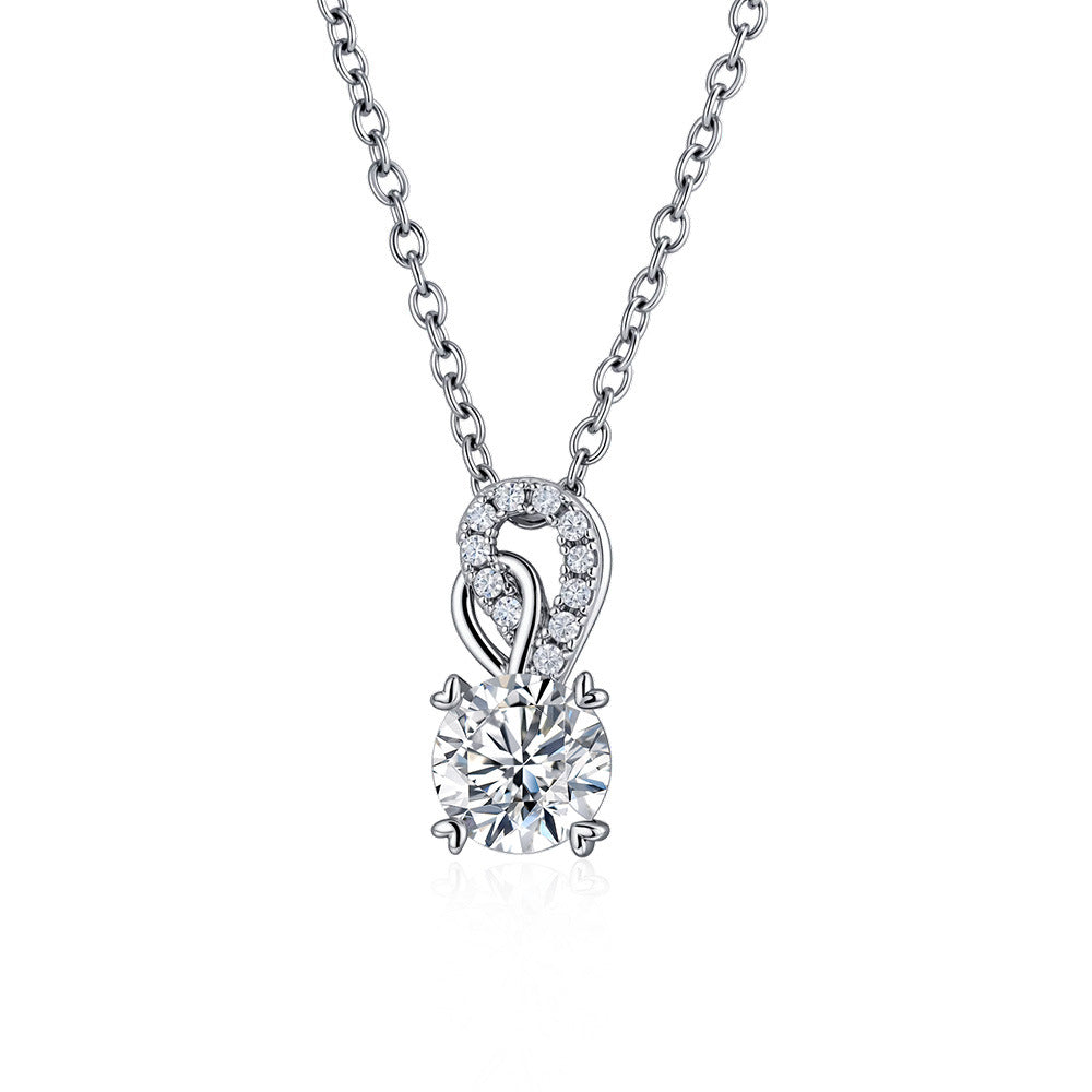 Wholesale Fashion Silver Tone Alloy Moissanite Pendant Necklace For Women Chic Everyday Gift Boutique Resale