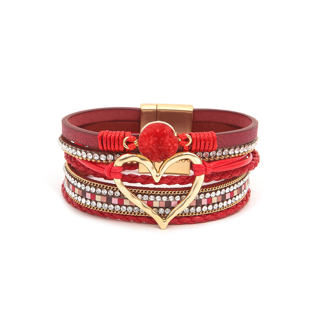 Wholesale Bohemian Multi-layered Leather Handwoven Love Bracelet