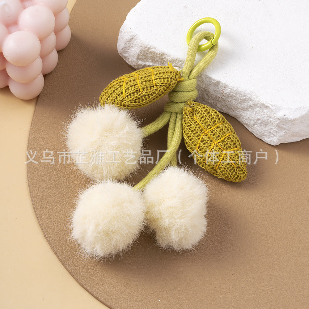 Wholesale  Hand-woven Exquisite Hair Ball Flower Keychains