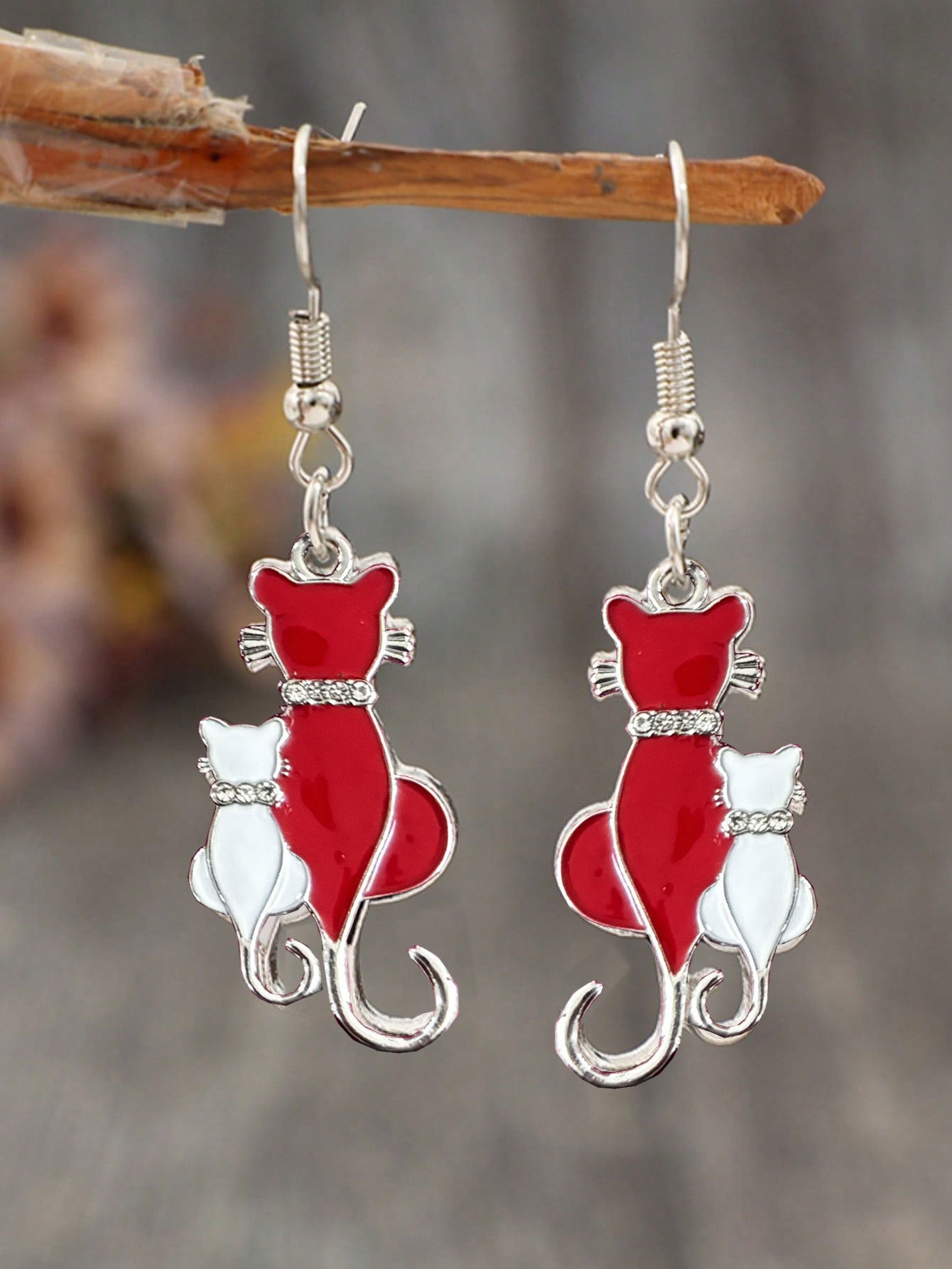 Wholesale Blue and green cat earrings with diamonds