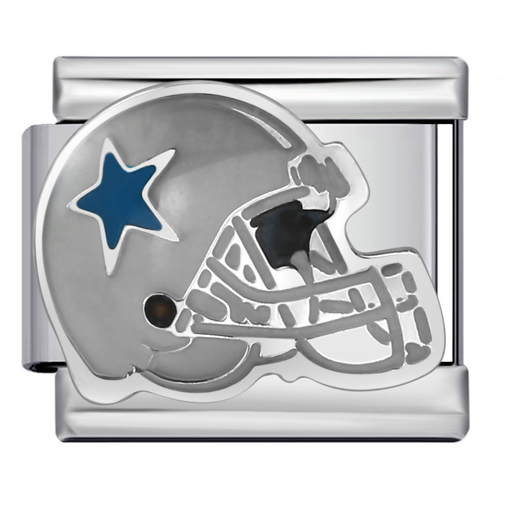 Wholesale Italian Modular Helmet Series Titanium Steel Welded Pattern DIY Bracelet