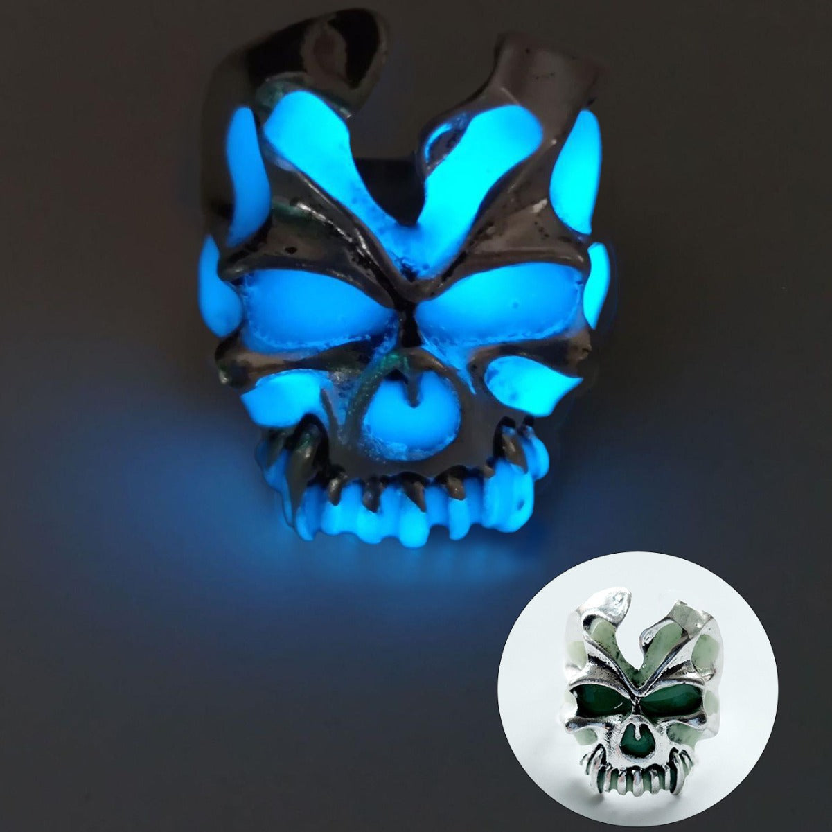 Wholesale Retro  Glow-in-the-Dark Skull Ring Drip Oil Unisex Jewelry Accessory Gift