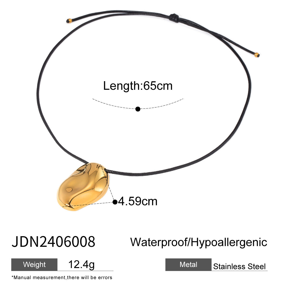 Wholesale  Stainless Steel Starfish Geometric Black Rope Necklace