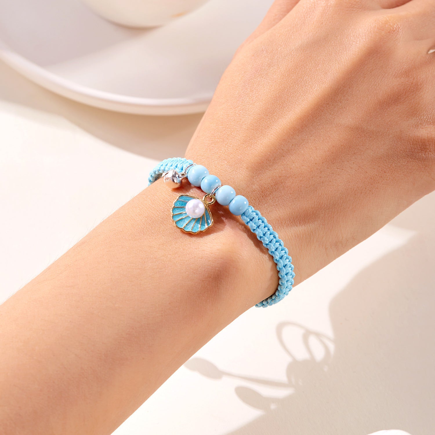 Wholesale shell bracelet  oil drop shell starfish ceramic bead bell hand woven bracelet