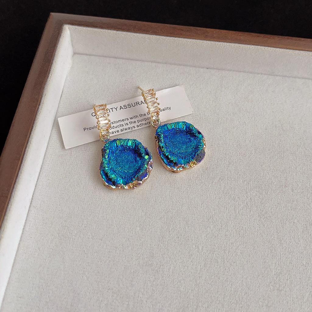 Wholesale Blue oil-drop retro earrings
