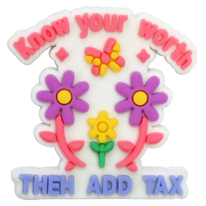 Decorazione casuale all'ingrosso della fibbia della scarpa di gomma morbida del PVC degli zoccoli della serie di frasi inglesi da 100 pezzi