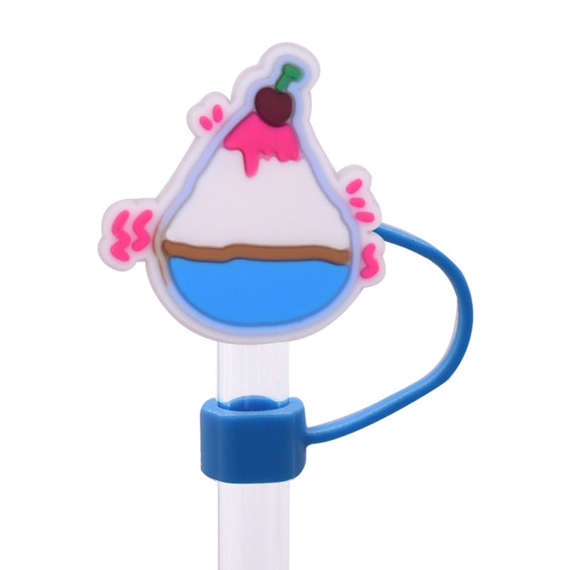 Wholesale Random 100pcs Cute Cartoon Dessert Straw Cover 10MM Straw Tube Cap