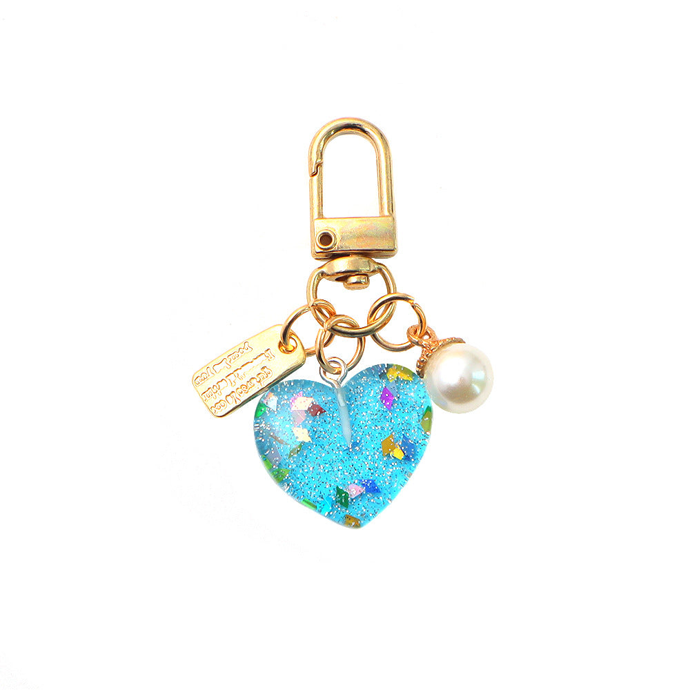 Wholesale Acrylic Pearl Heart Keychain Pendant - Trendy Bag Decoration and Earphone Case Accessory