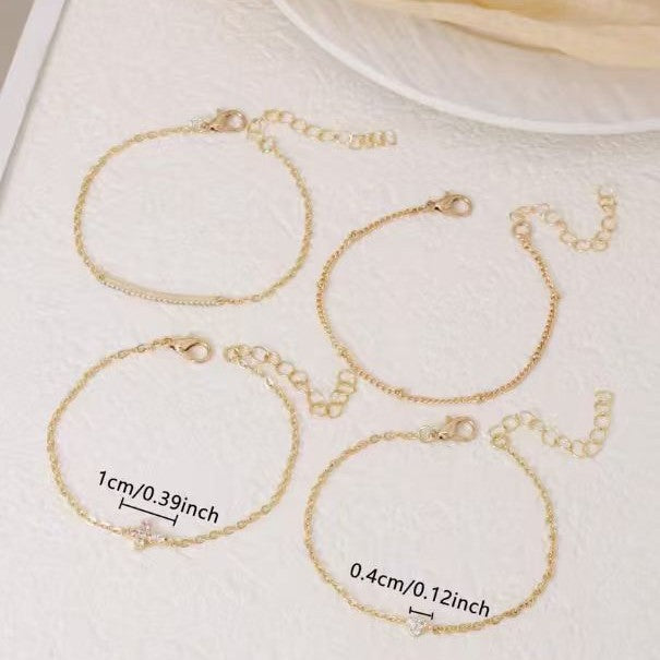 Wholesale Iron Electroplated Chain Bracelet Set Retro Simple Cross Design Everyday Wear Jewelry Accessory
