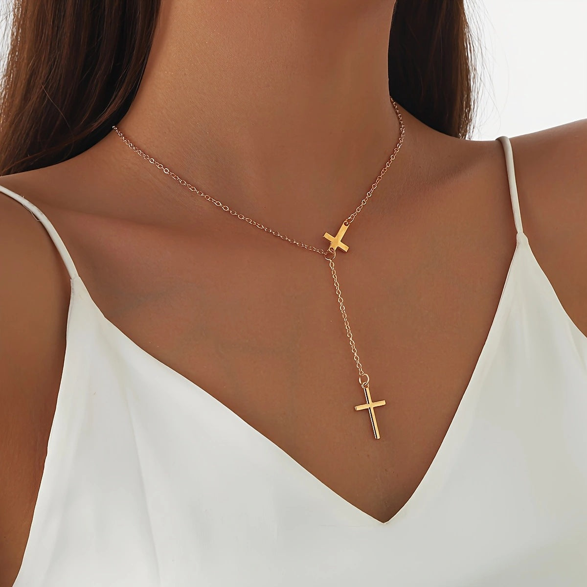 Wholesale Chic Cross Pendant Necklace Metal Electroplated Fashion Jewelry Accessory