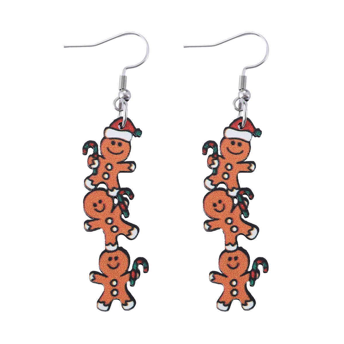 Wholesale Christmas cute Christmas hat gingerbread man pendant earrings