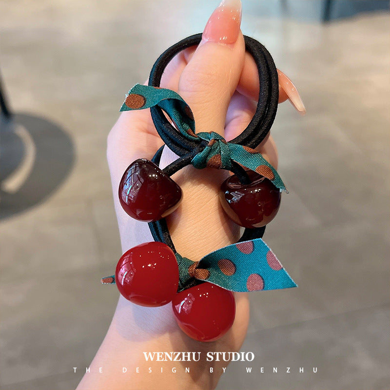 Wholesale Red Cherry High Elastic and Durable Hair Scrunchies