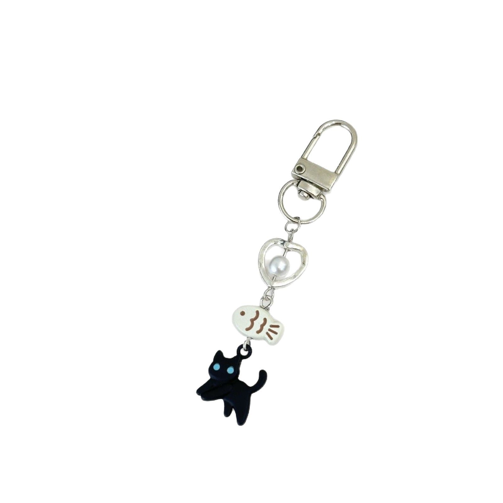Wholesale cute cat and fish pendant keychains