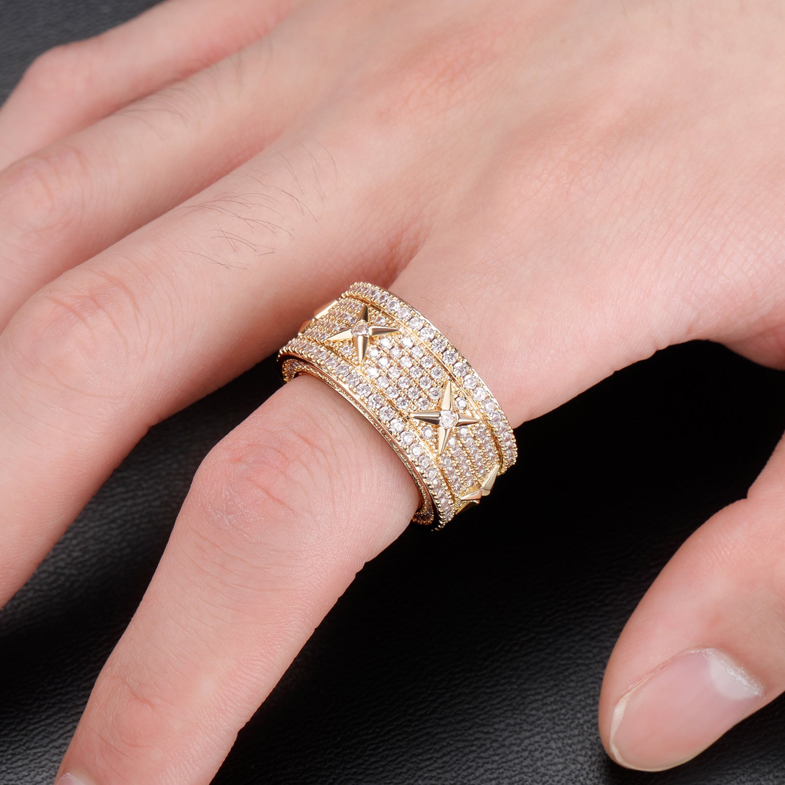 Wholesale Vintage Full Zircon Ring Gold Plated Ring JIna ACC-RS-JIna001
